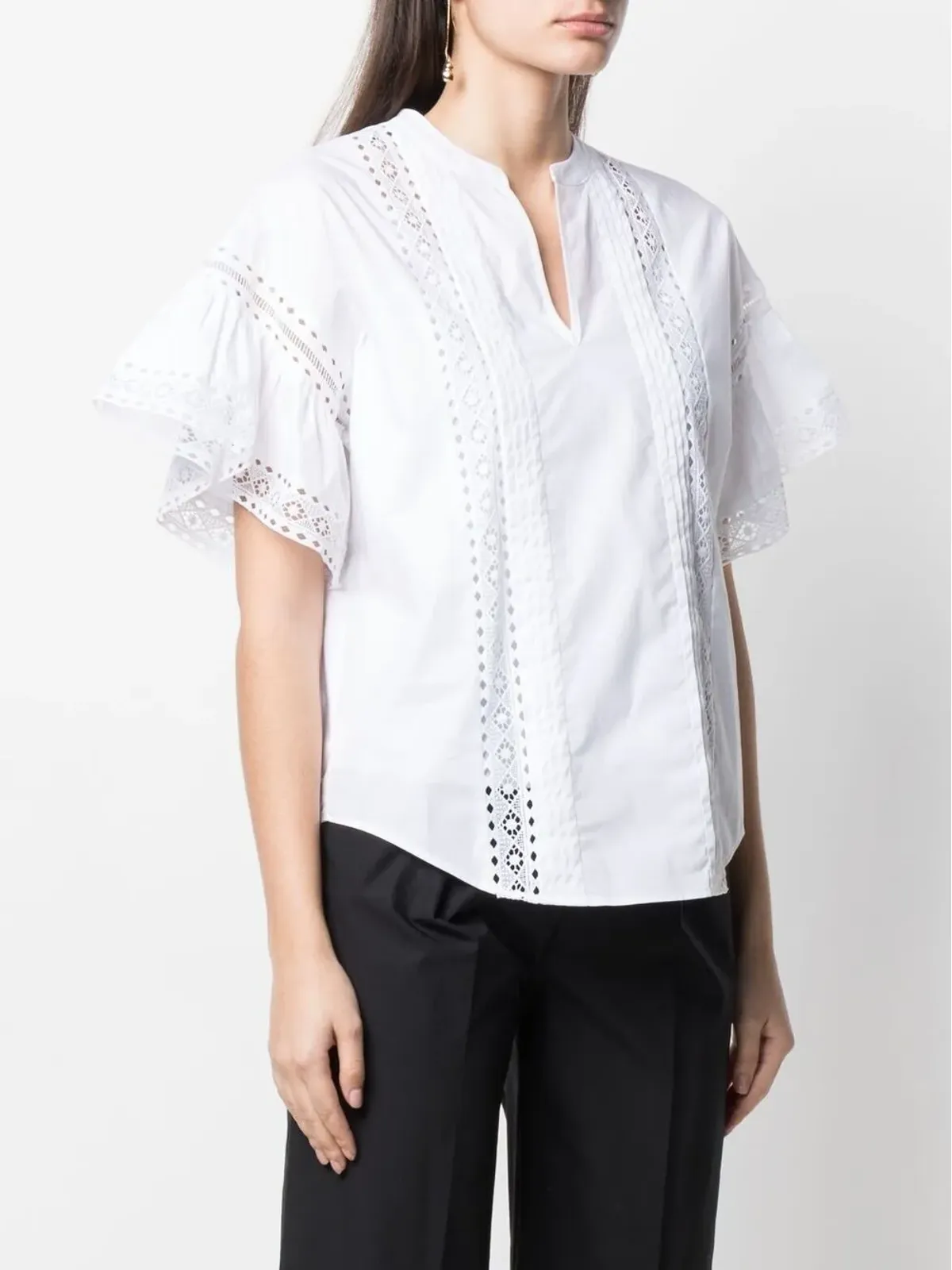 TWINSET ブロderie anglaise フラッター袖 ブラウス - 画像3