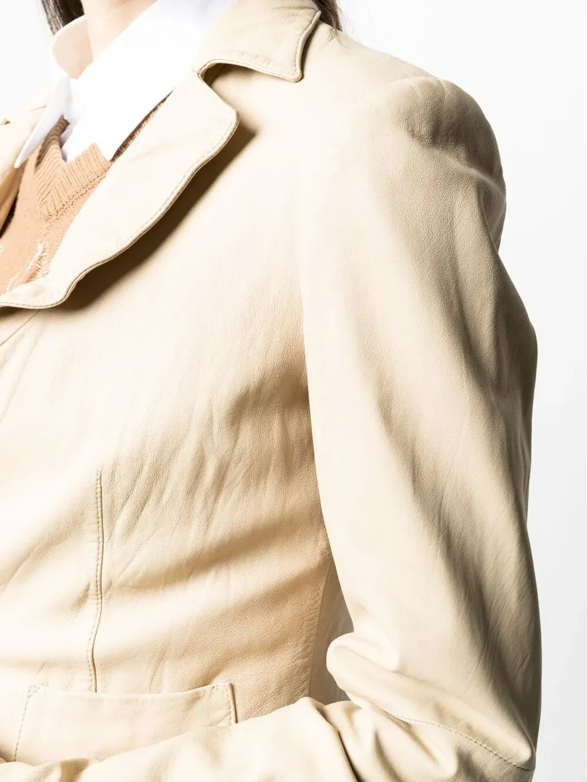 Giorgio Armani Pre-Owned 2000s ノッチド・ラペル レザー ジャケット - 画像5