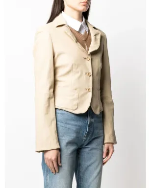 Giorgio Armani Pre-Owned 2000s ノッチド・ラペル レザー ジャケット - サムネイル3