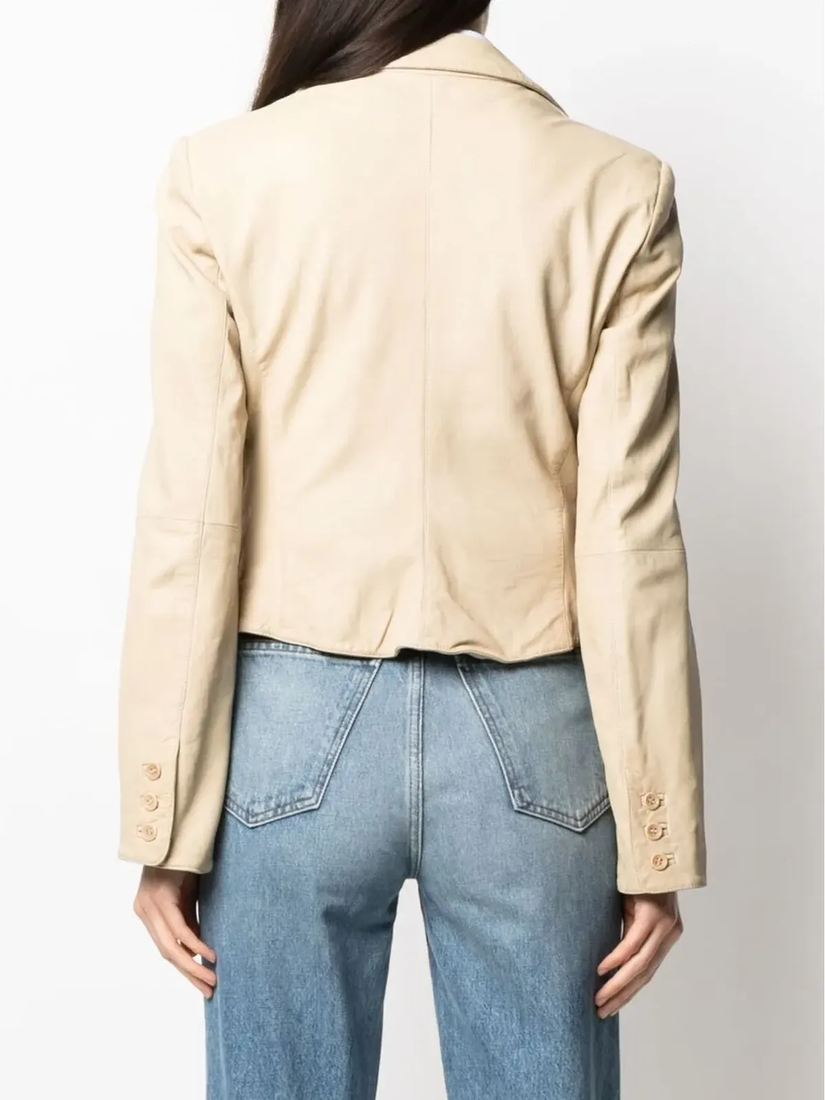 Giorgio Armani Pre-Owned 2000s ノッチド・ラペル レザー ジャケット - 画像4