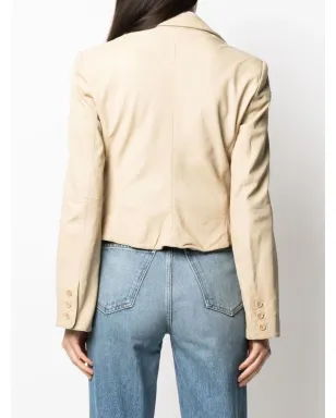 Giorgio Armani Pre-Owned 2000s ノッチド・ラペル レザー ジャケット - サムネイル4