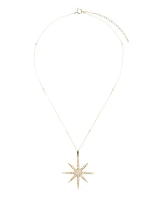 Mizuki 14kt イエローゴールド スター ダイヤモンド パール チェーン ネックレス - サムネイル3