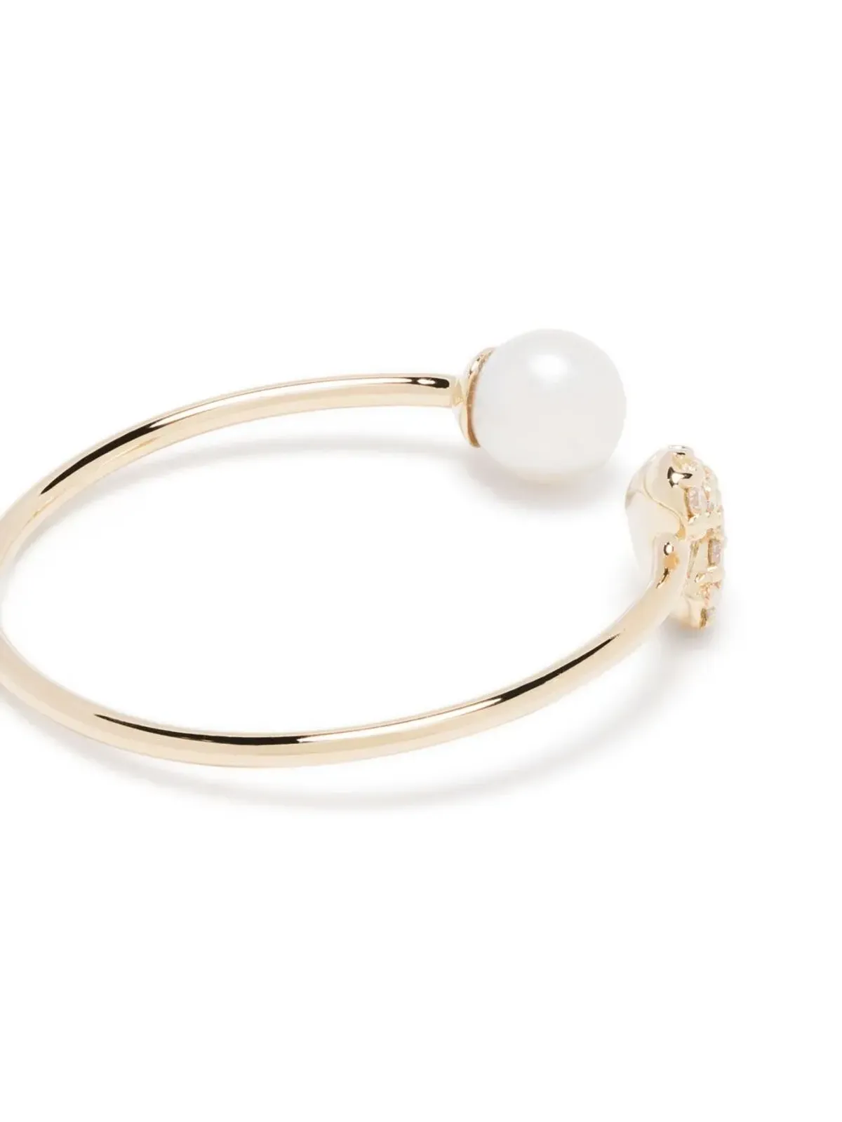 Mizuki 14kt yellow gold diamond heart and pearl ring - 画像4