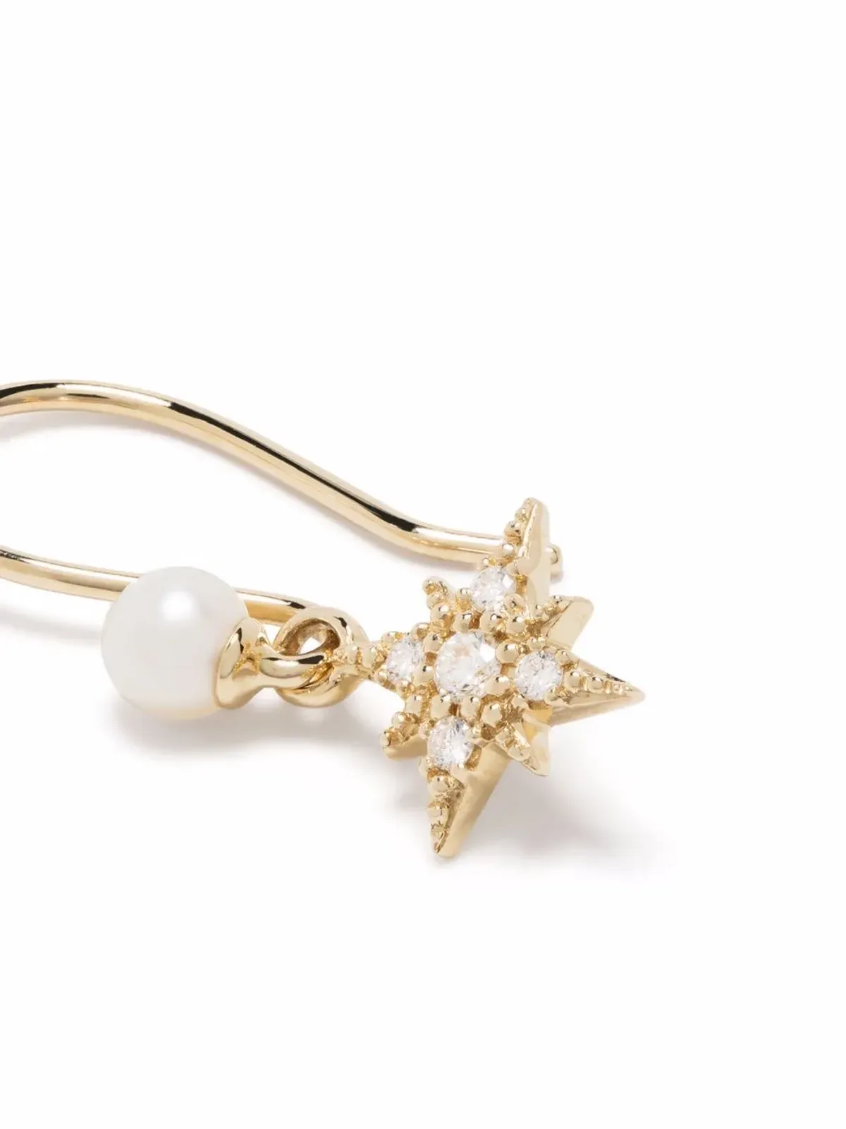 Mizuki 14kt yellow gold pearl diamond small star earrings - 画像3