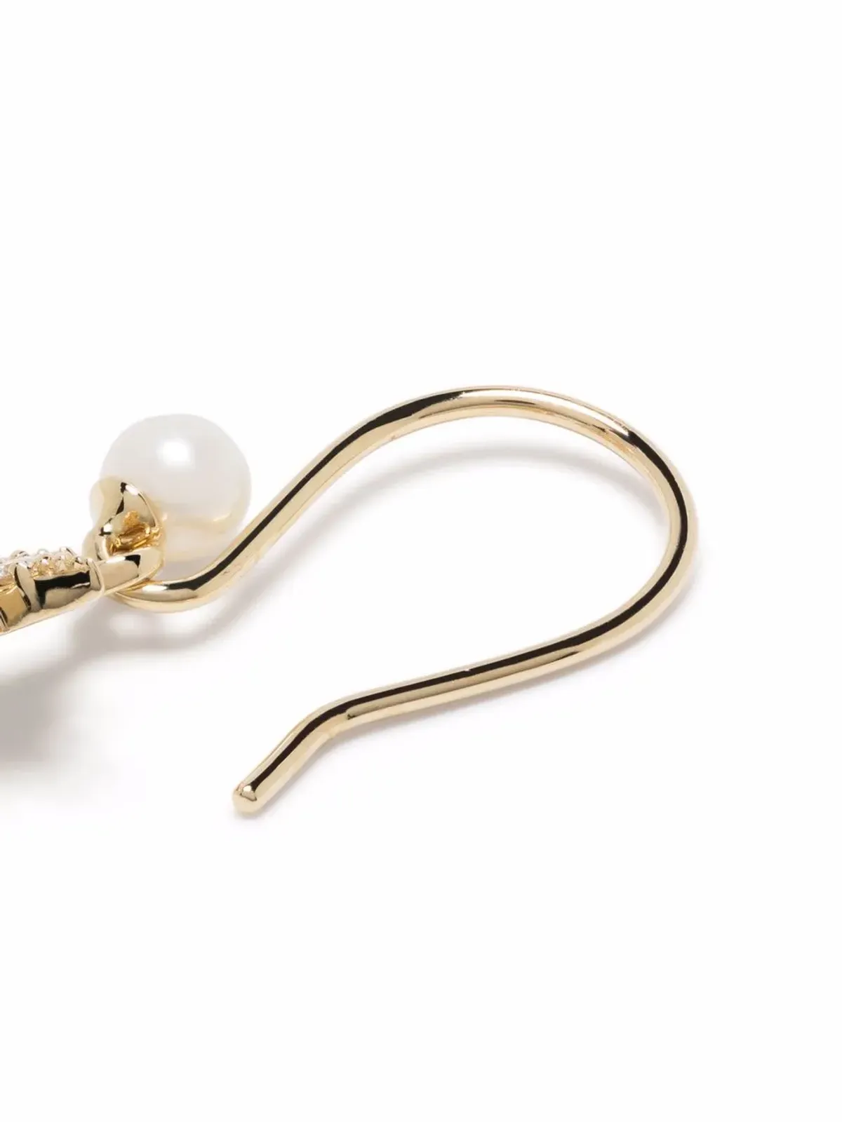 Mizuki 14kt yellow gold pearl diamond small star earrings - 画像4