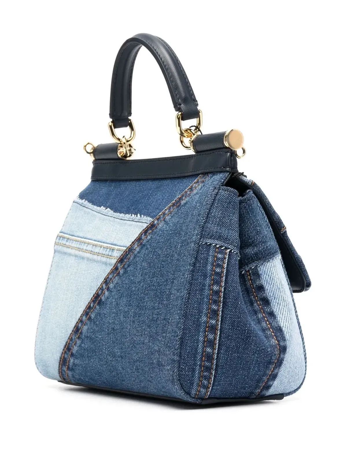 Dolce & Gabbana スモール シチリー パッチワーク デニム トートバッグ - 画像3