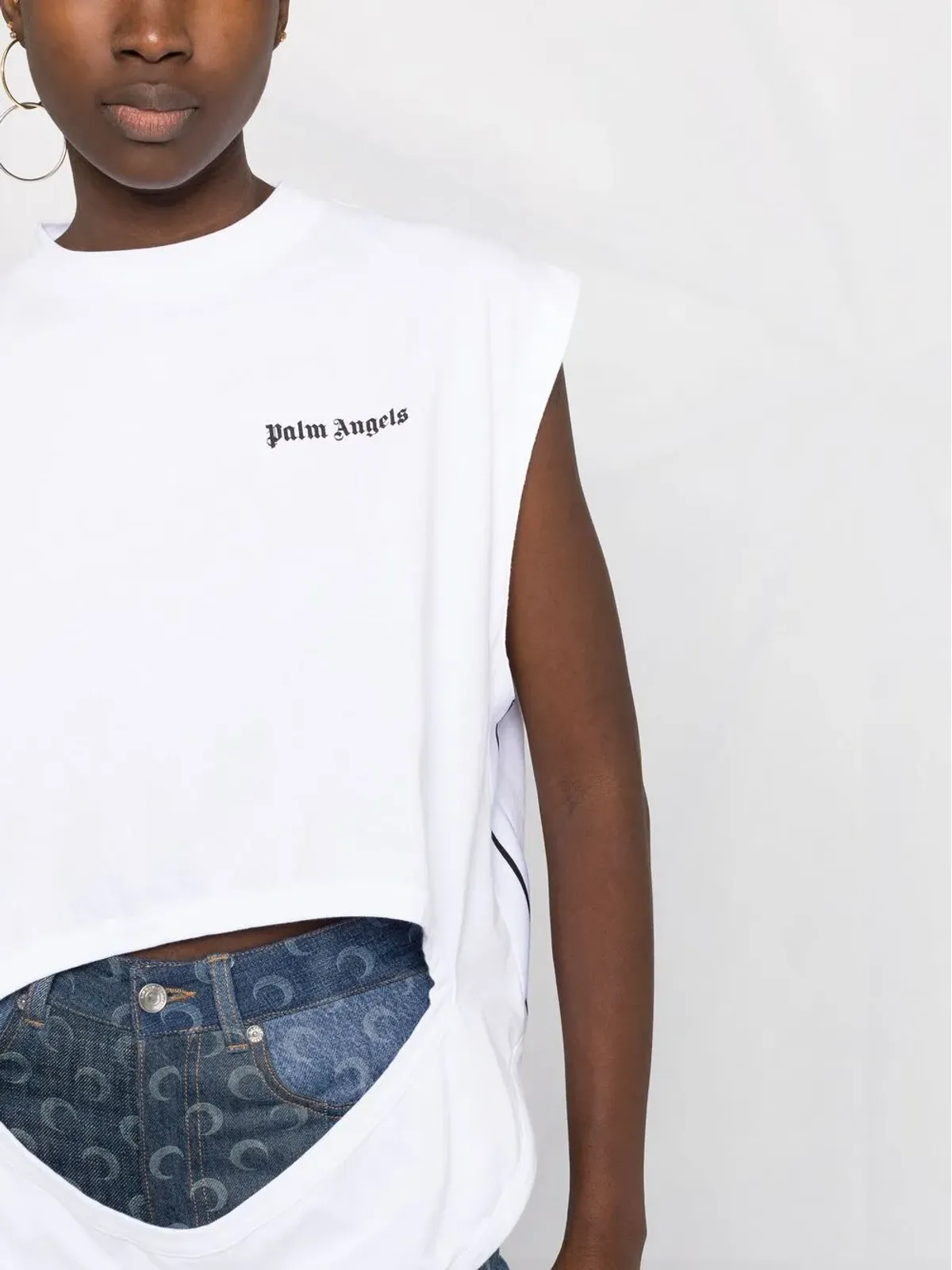 Palm Angels ロゴプリント・カットアウト・タンクトップ - White - 画像5