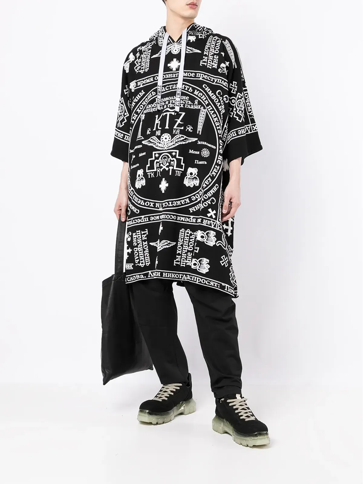 KTZ チャーチプリント フード付きカフタン - 画像2