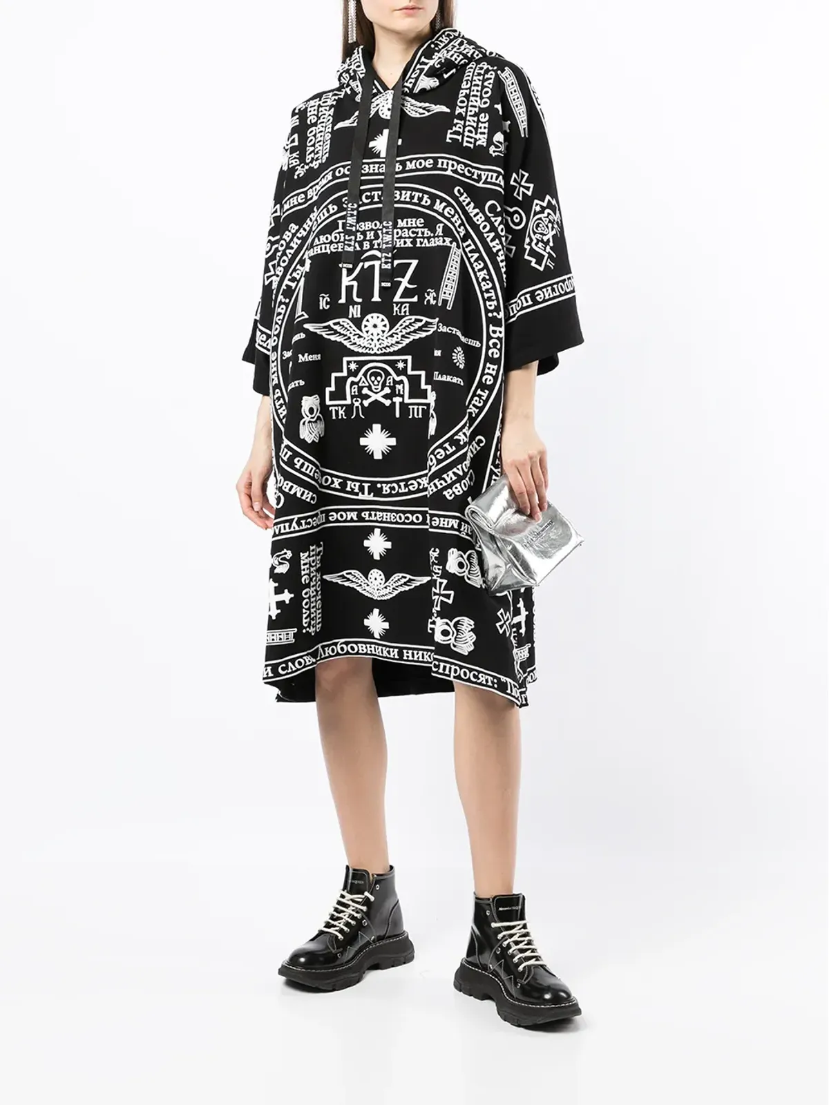KTZ チャーチプリント フード付きカフタン - 画像3