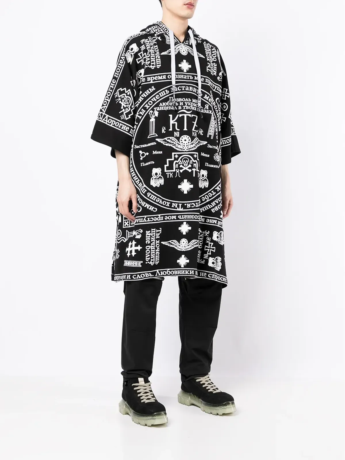 KTZ チャーチプリント フード付きカフタン - 画像4