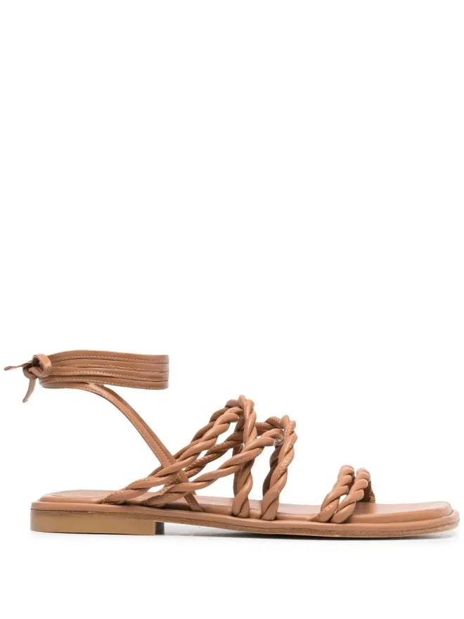 Stuart Weitzman Stuart Weitzman 編み込みストラップサンダル - ブラウンの商品画像