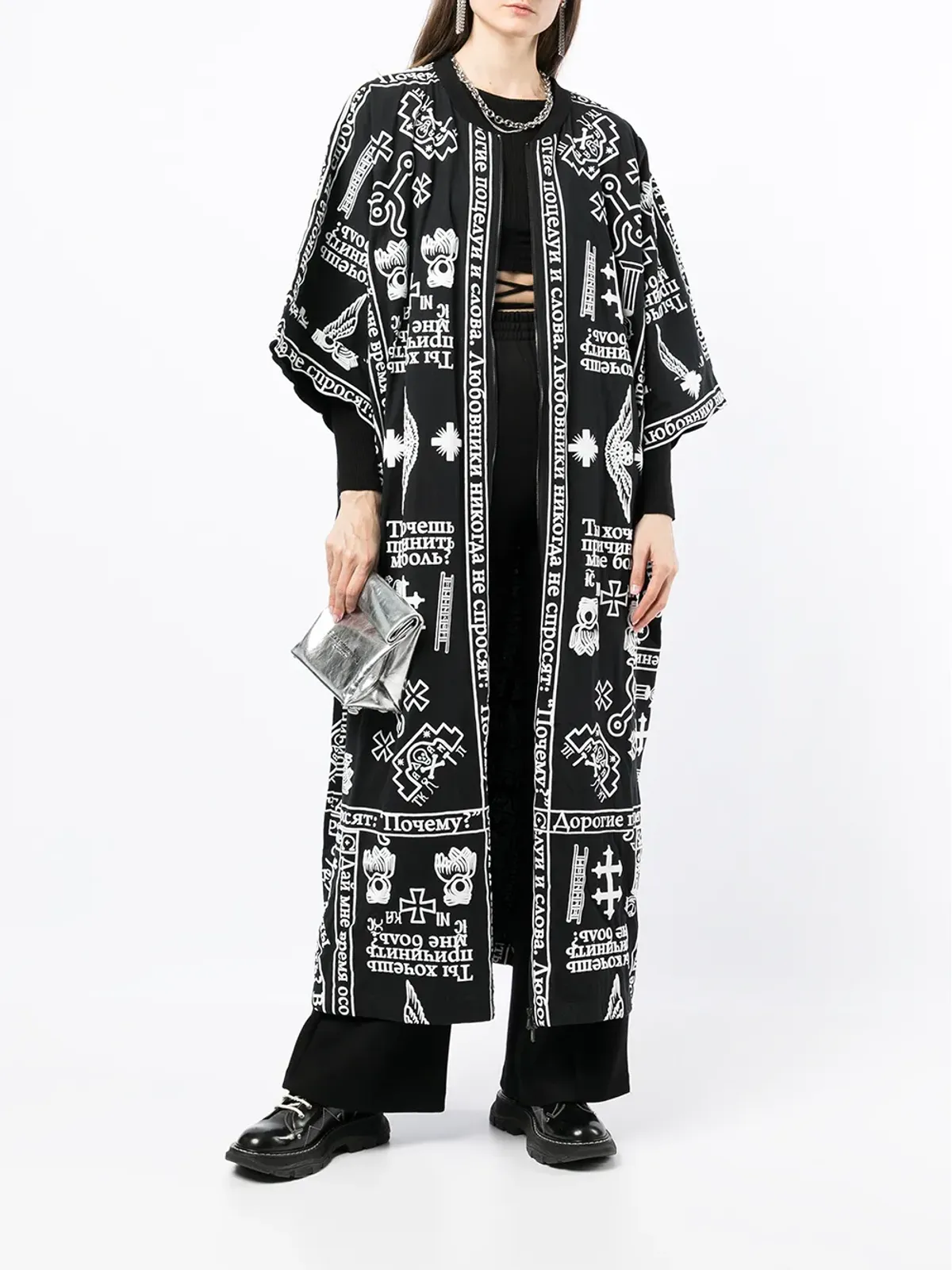 KTZ チャーチプリントジップ付きカフタン - 画像3