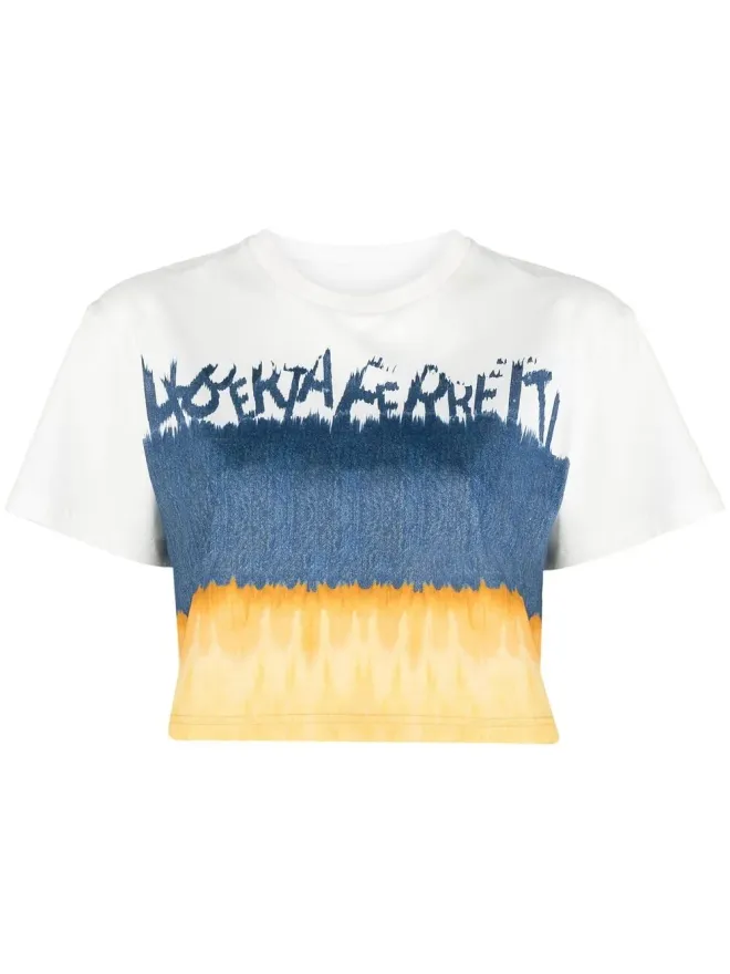 Alberta Ferretti Alberta Ferretti タイダイ柄コットンTシャツ - ブルーの商品画像