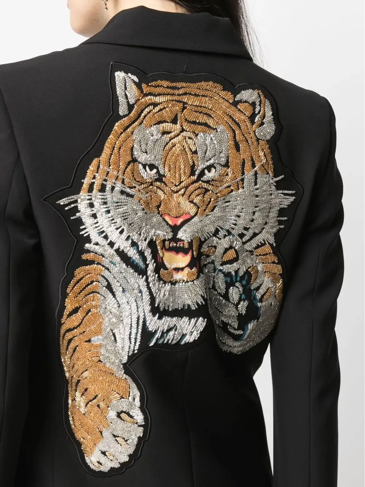 Philipp Plein スパンコール付きタイガー柄 シングルブレストブレザー - 画像5