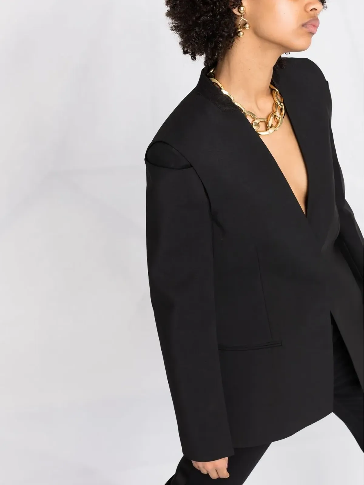 Givenchy ノーカラー・シングルブレストジャケット - ブラック - 画像3