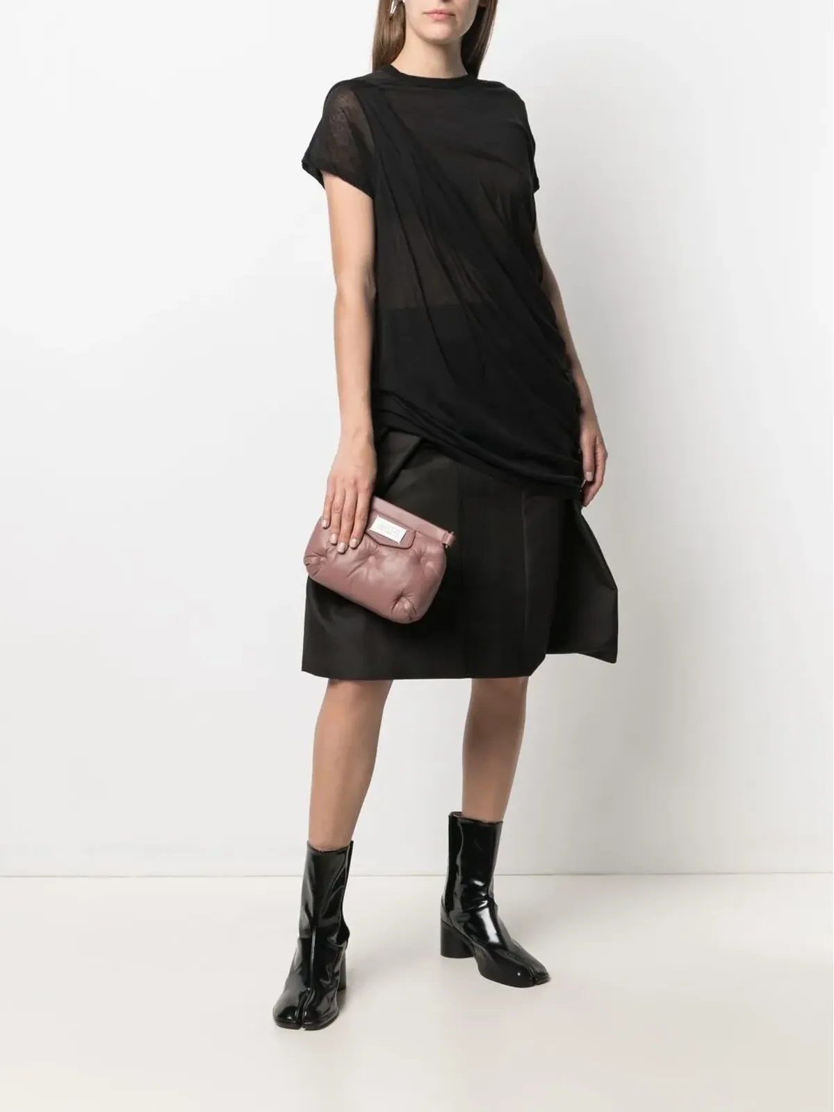 Rick Owens パネルドAラインミディスカート - 画像2