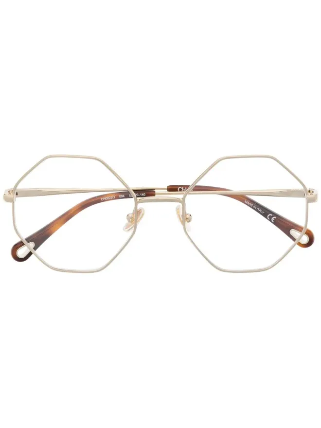 Chloé Eyewear Chloé Eyewear 六角形フレーム眼鏡 - Goldの商品画像