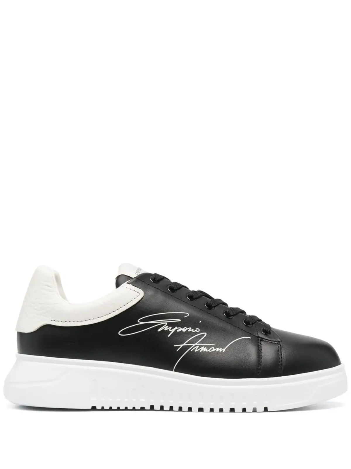 Emporio Armani シグネチャーロゴプリント レザー スニーカー - 画像1