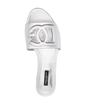 Dolce & Gabbana DG Millenials メタリックレザー サンダル - シルバー - サムネイル4