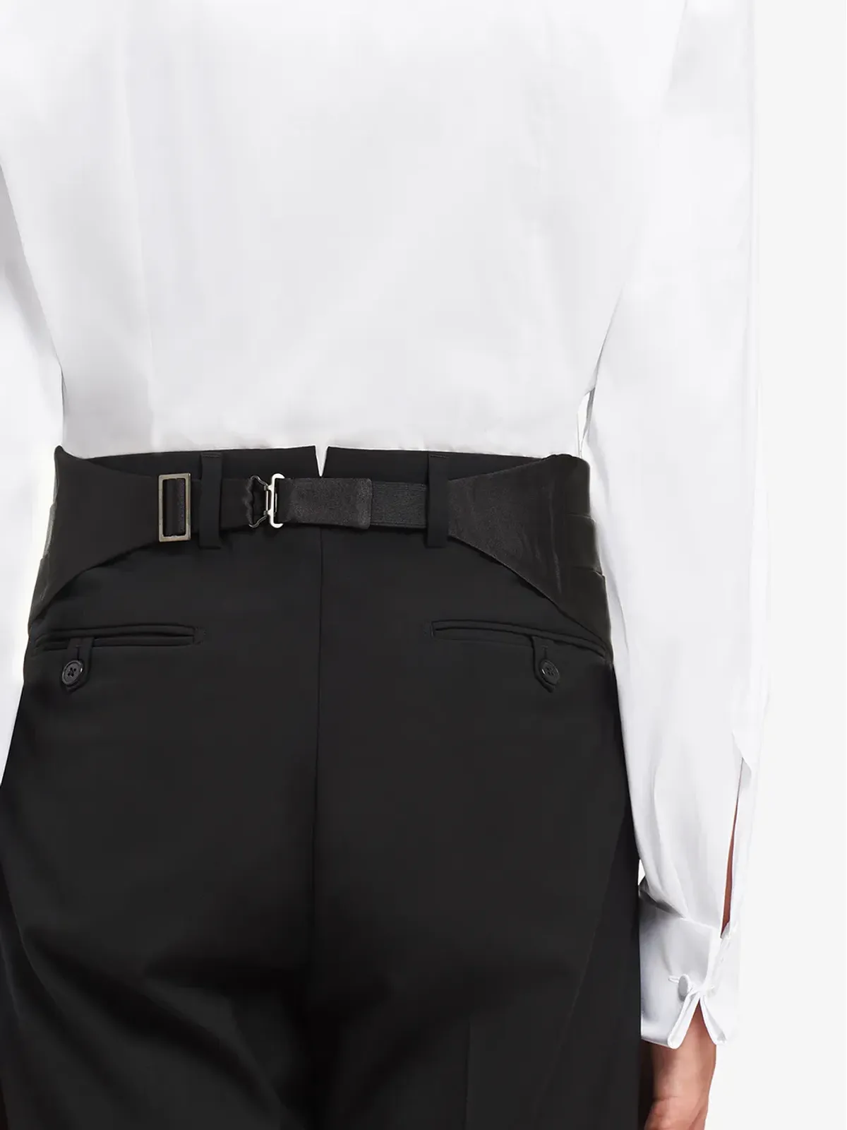 Prada サテン仕上げのタキシードベルト ブラック - 画像4