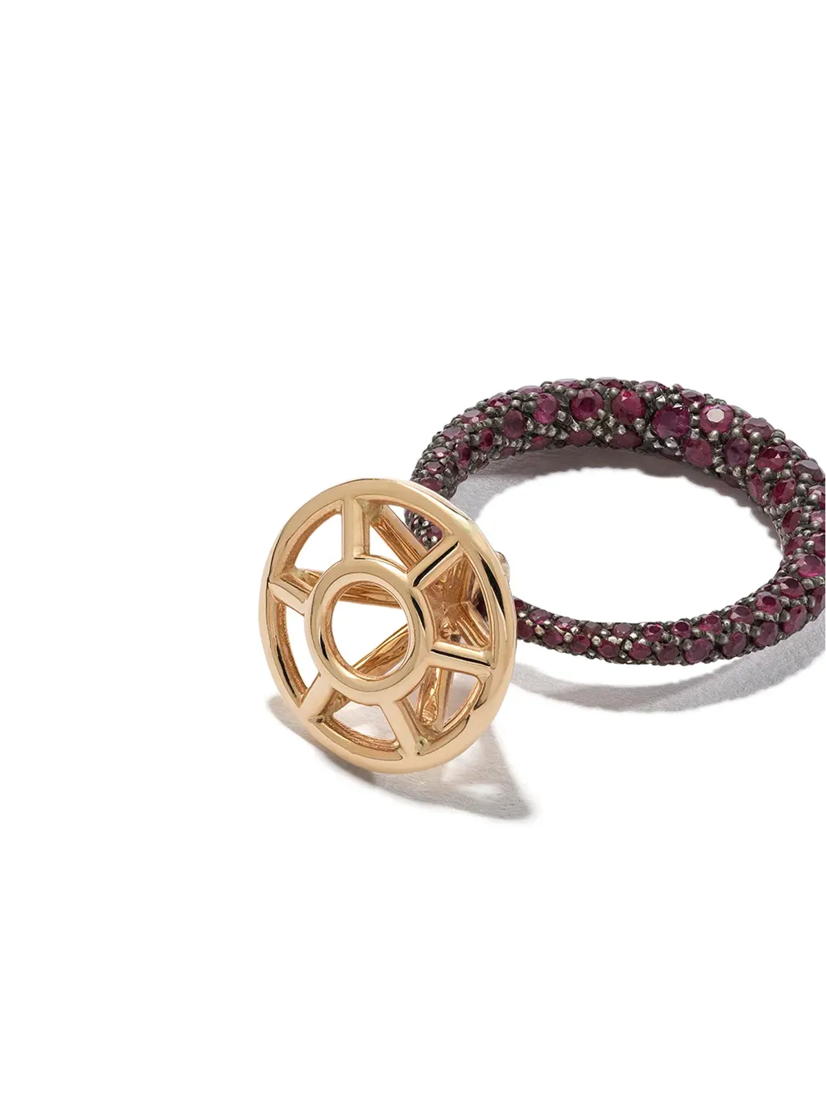 DALILA BARKACHE 18kt イエローゴールド ルビー パヴェ ケージリング - 画像3
