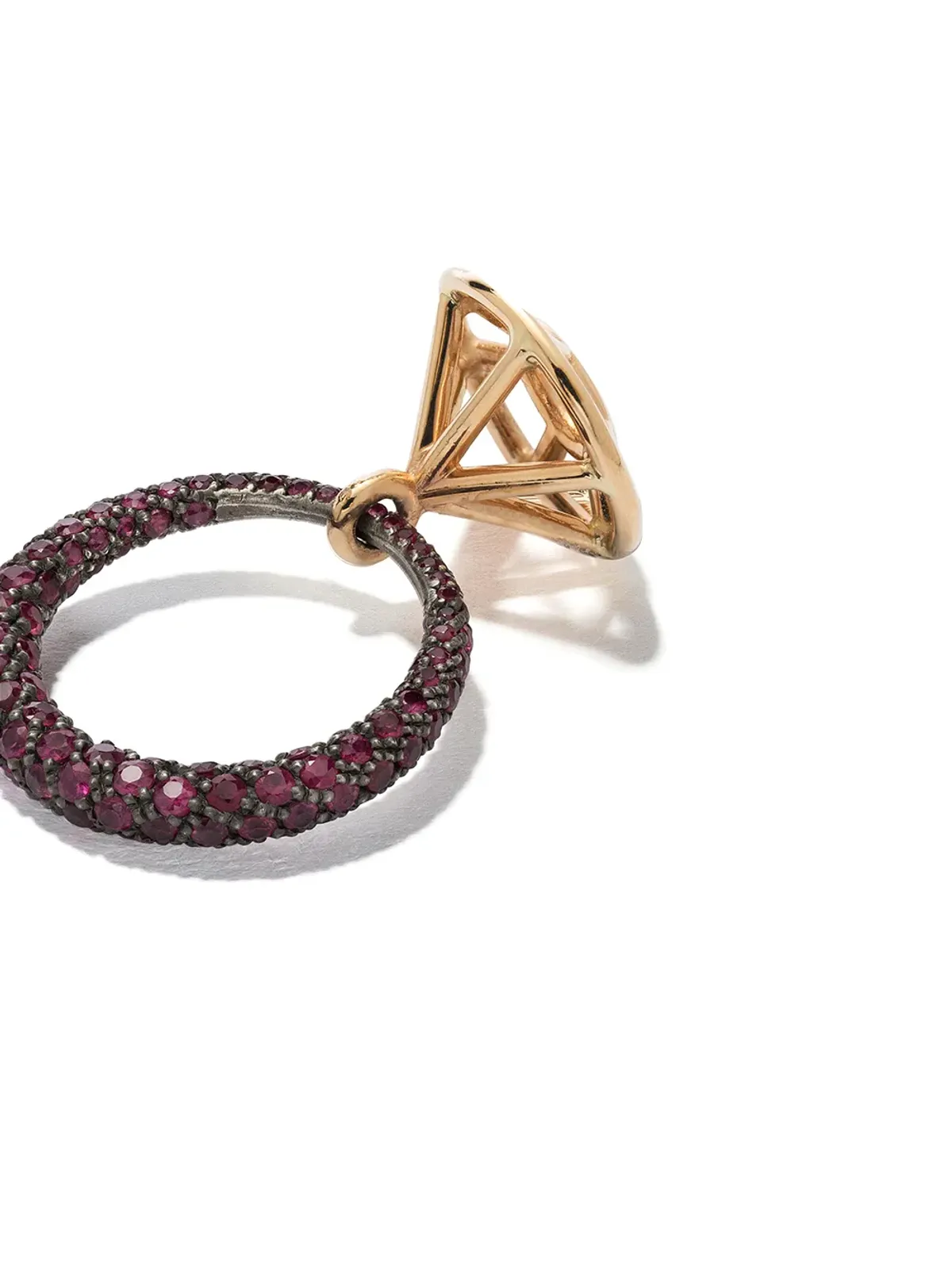 DALILA BARKACHE 18kt イエローゴールド ルビー パヴェ ケージリング - 画像4