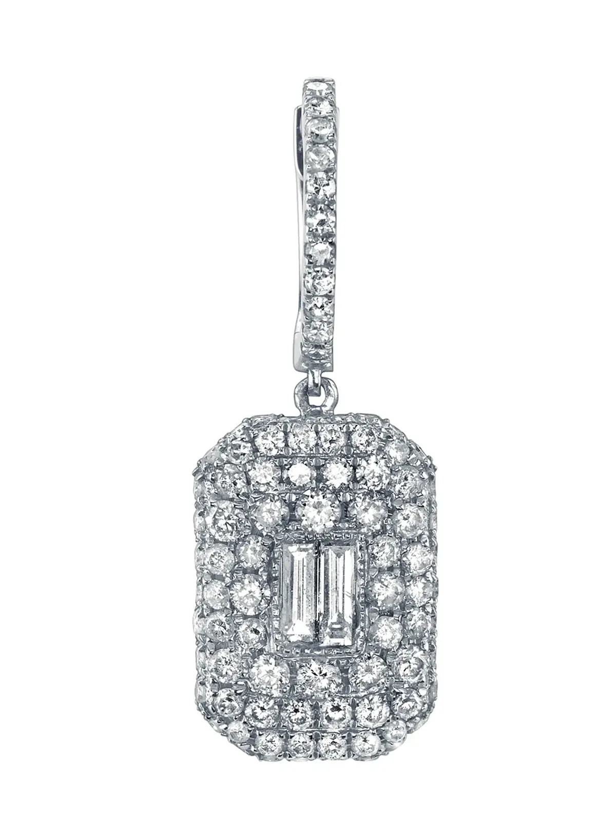 SHAY 18kt white gold pave diamond baguette drop earrings - Silver - 画像2