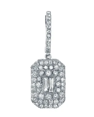 SHAY 18kt white gold pave diamond baguette drop earrings - Silver - サムネイル2