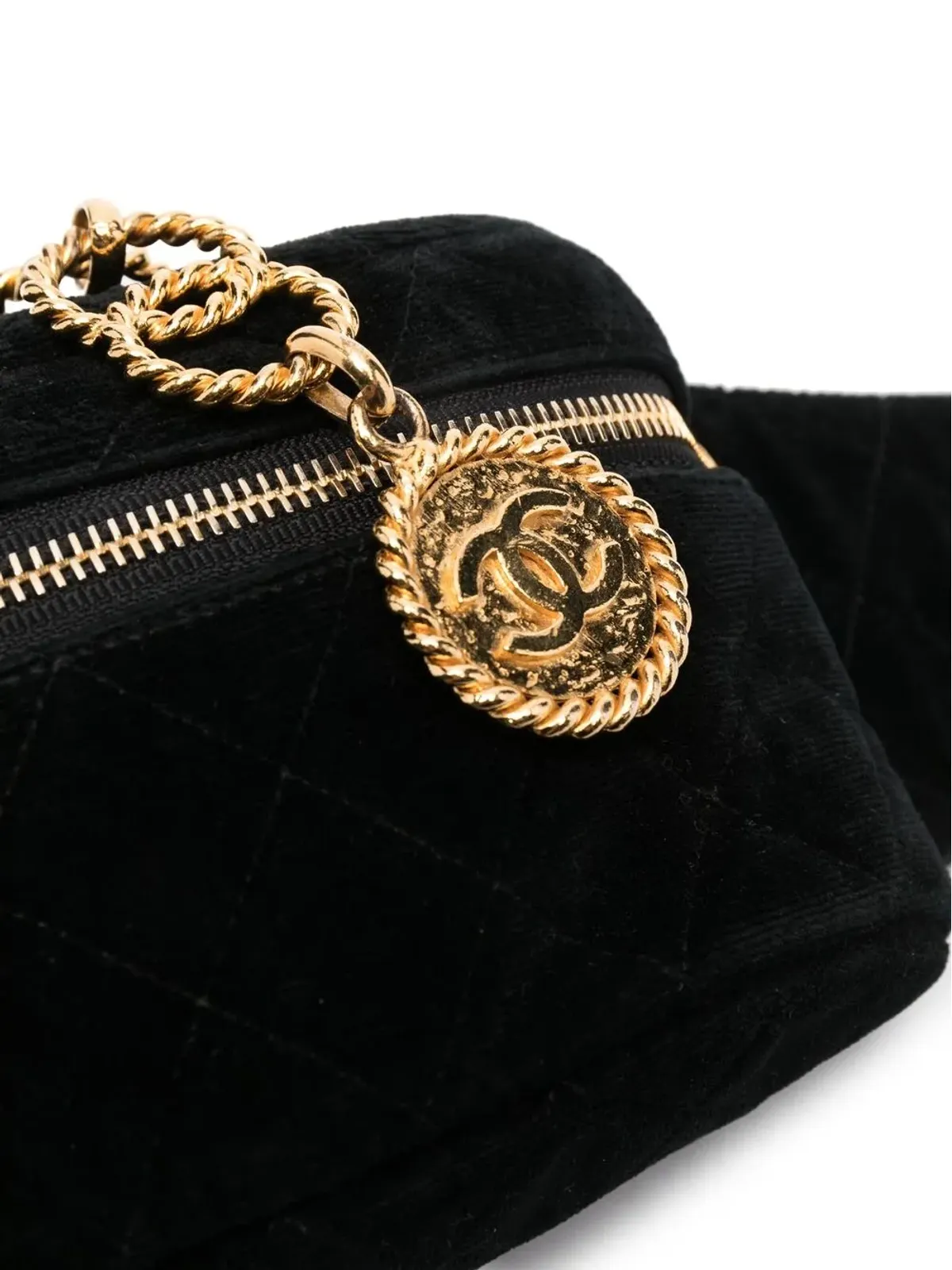 CHANEL Pre-Owned 1980s ダイヤモンドキルティング ベルトバッグ - ブラック - 画像4