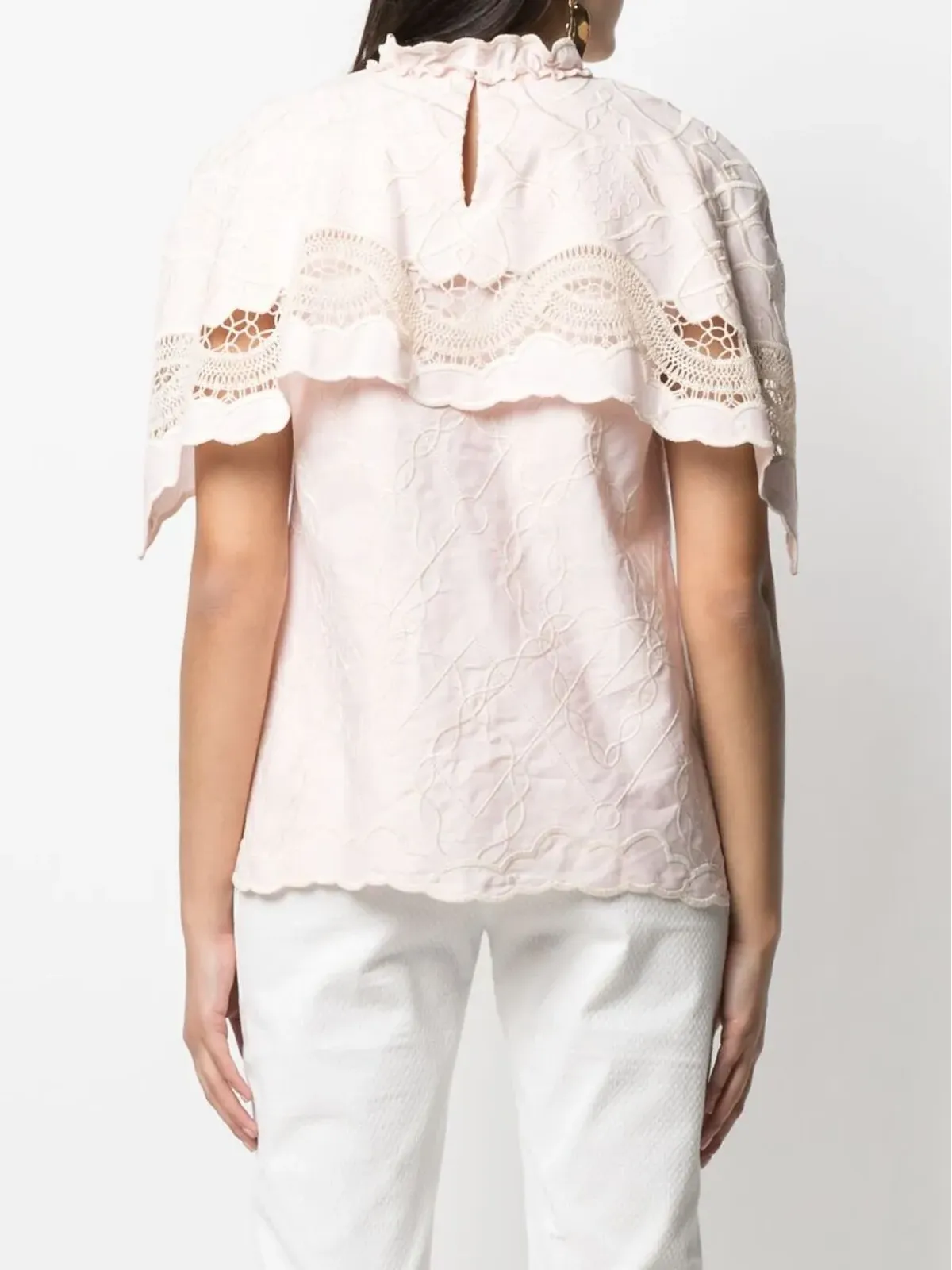 Alberta Ferretti 刺繍入りショートスリーブブラウス - ピンク - 画像4