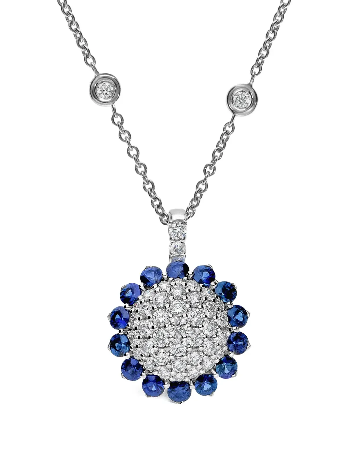 LEO PIZZO 18K white gold Aurora diamond and sapphire necklace - Silver - 画像3
