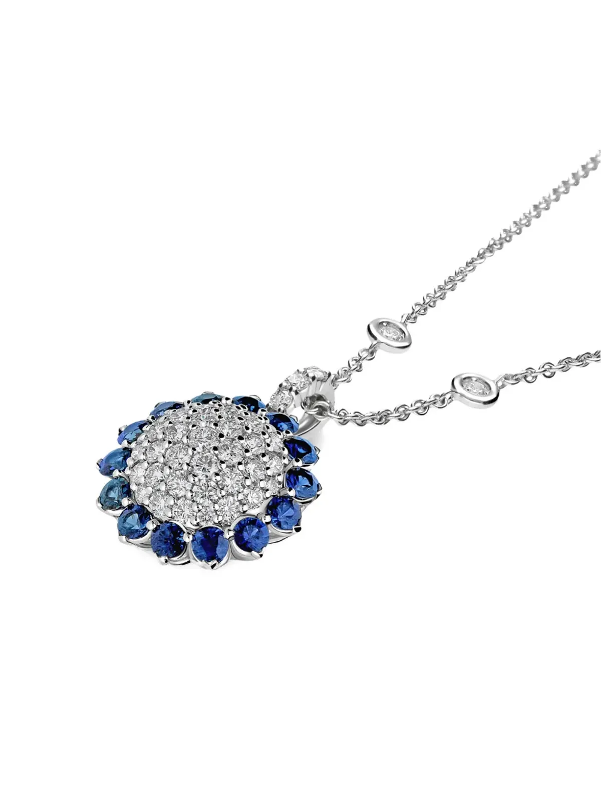 LEO PIZZO 18K white gold Aurora diamond and sapphire necklace - Silver - 画像4