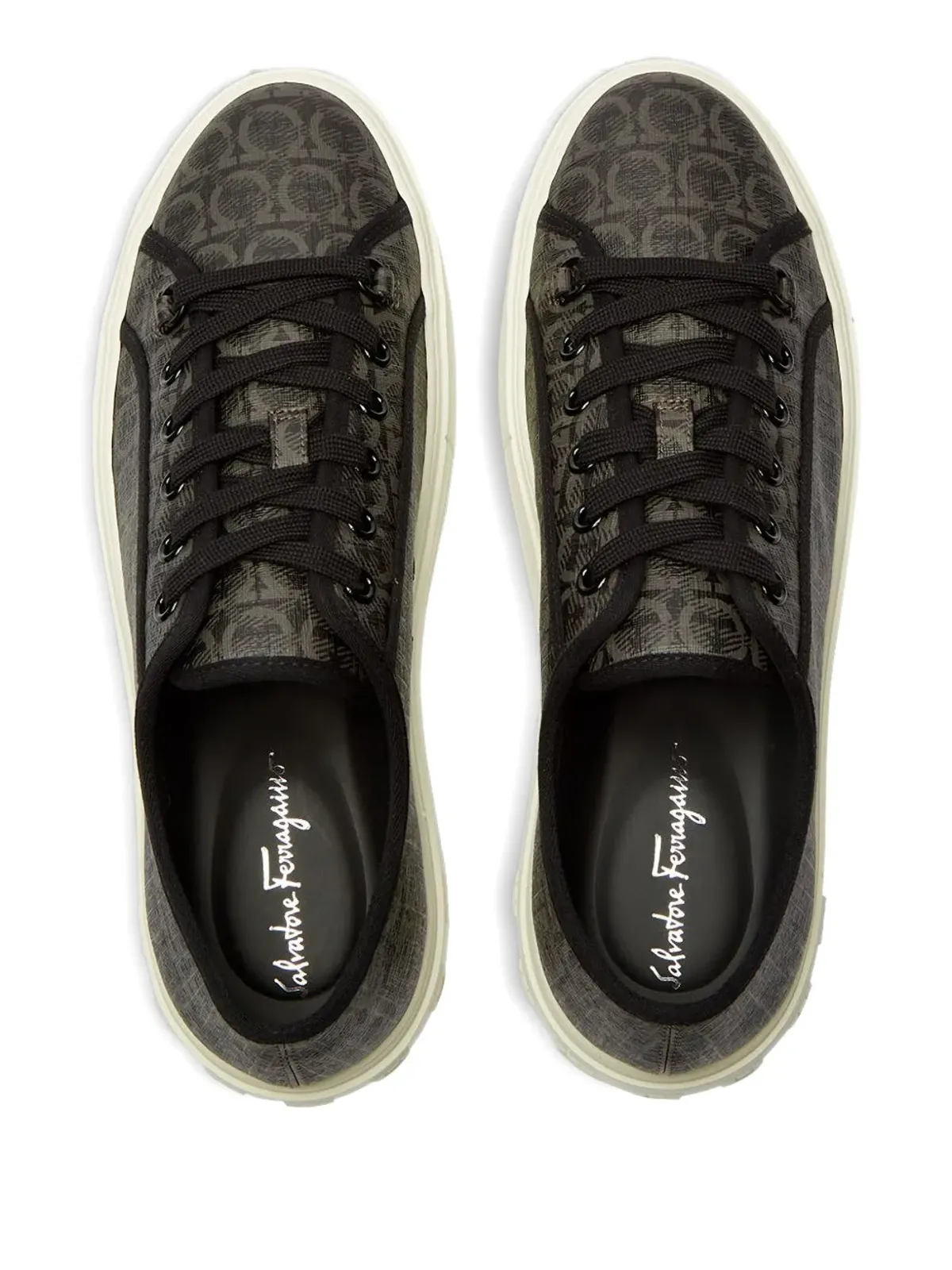 Ferragamo Anson Gancini print sneakers - Black - 画像4