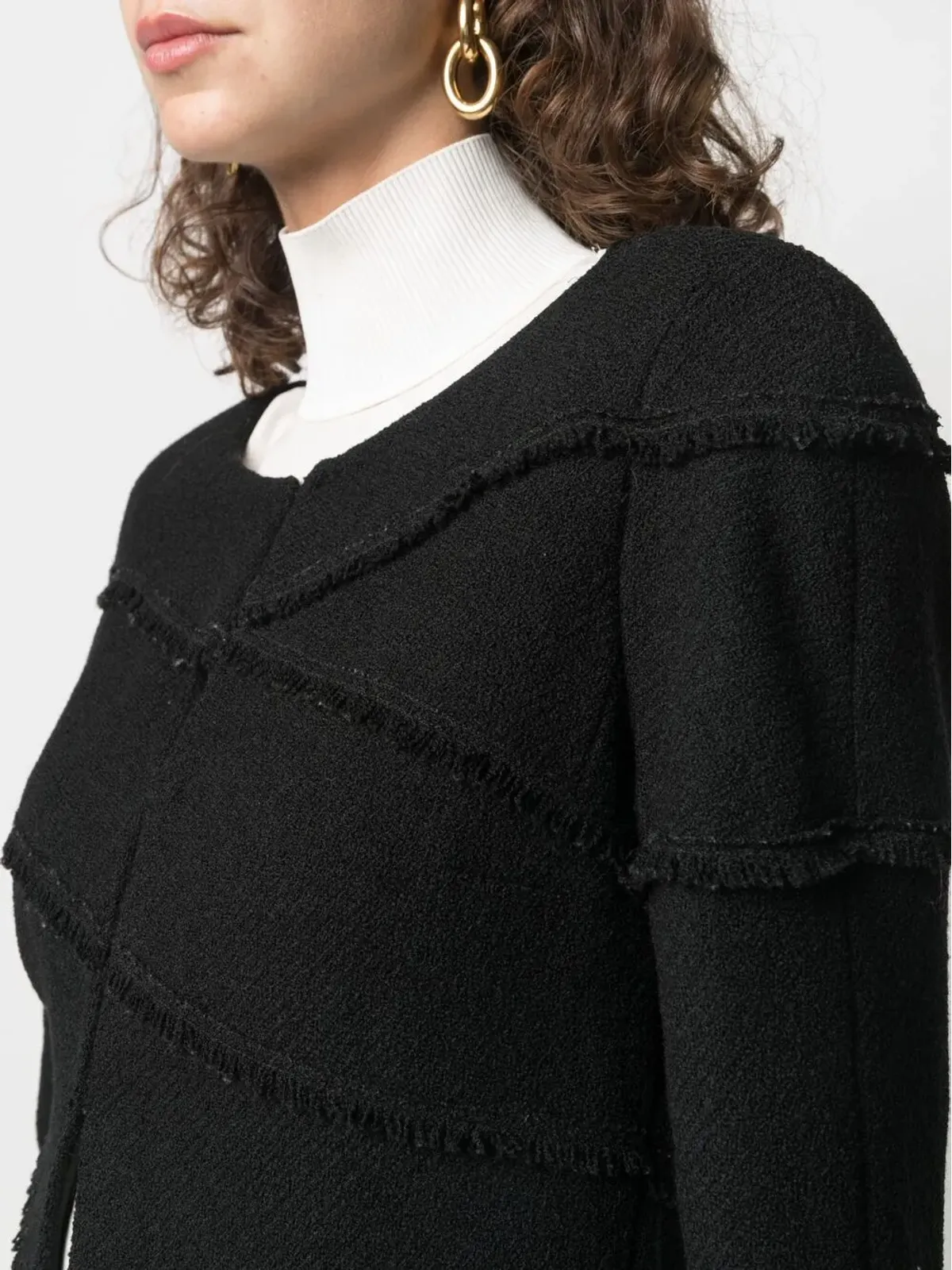 CHANEL Pre-Owned 2008 ほつれ加工のシングルブレストジャケット - ブラック - 画像5