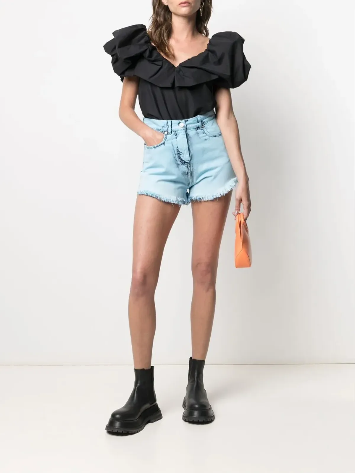MSGM ダメージ加工デニムショーツ - 画像2