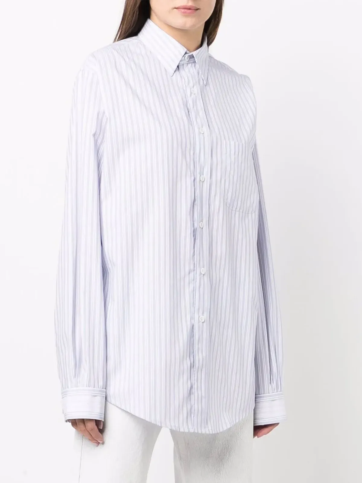 Maison Margiela ストライプ柄ポインテッドカラーシャツ - ブルー - 画像3