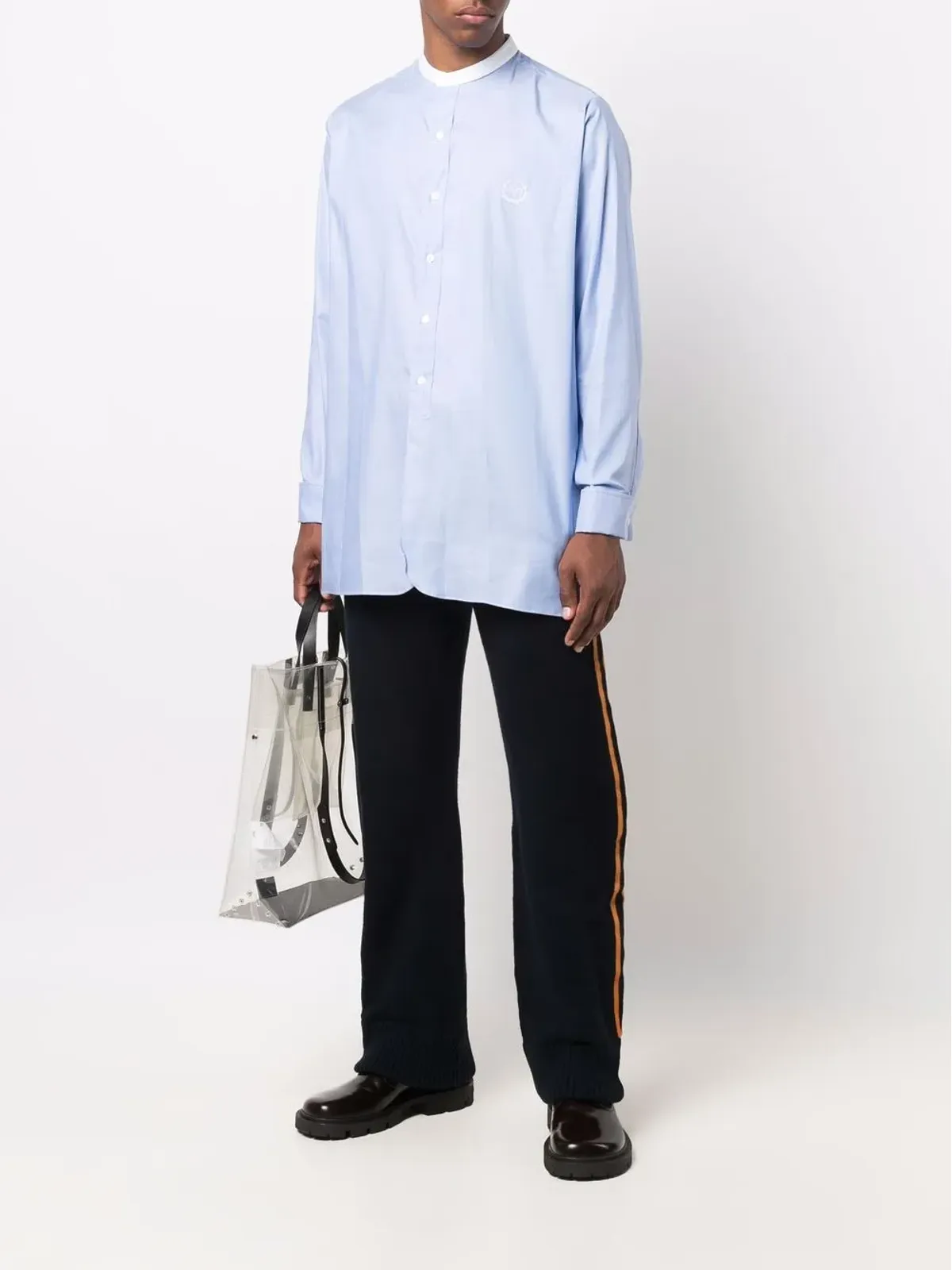 Maison Margiela ストライプディテール編みパンツ - ブルー - 画像2