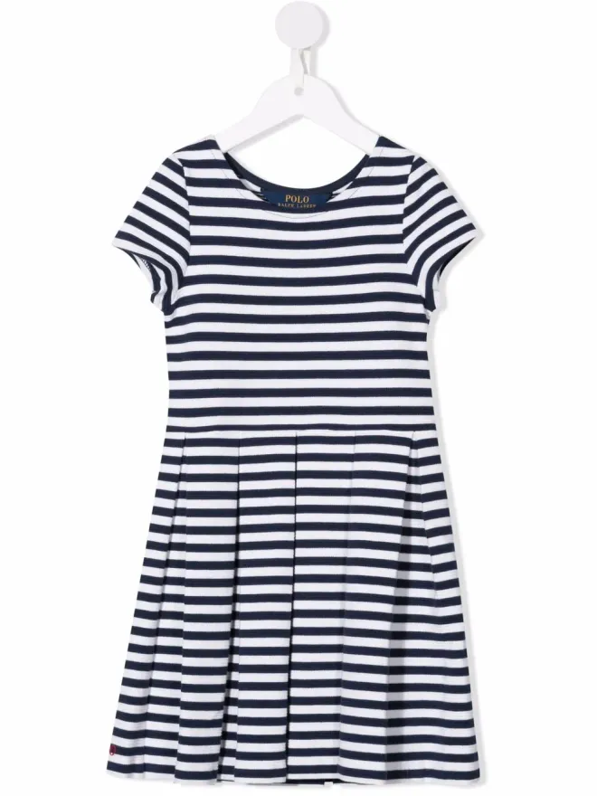 POLO RALPH LAUREN KIDS POLO RALPH LAUREN KIDS ストライプ柄プリーツスカートワンピース（ブルー）の商品画像