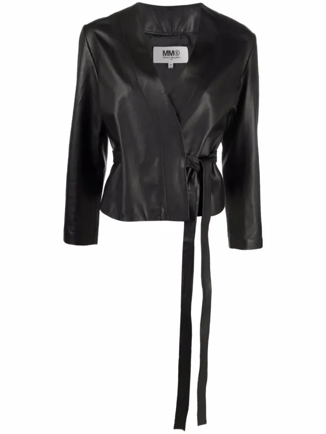 MM6 Maison Margiela MM6 Maison Margiela ラップスタイル レザー ジャケットの商品画像