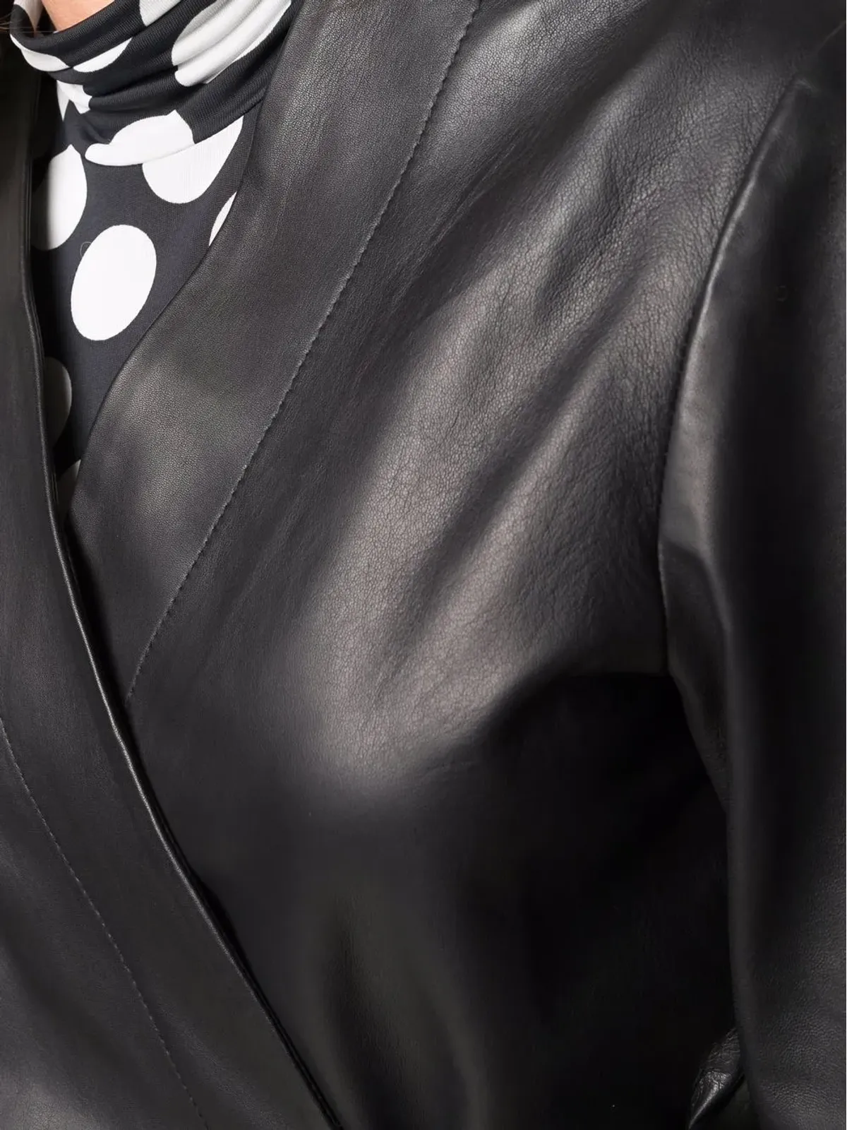 MM6 Maison Margiela ラップスタイル レザー ジャケット - 画像5