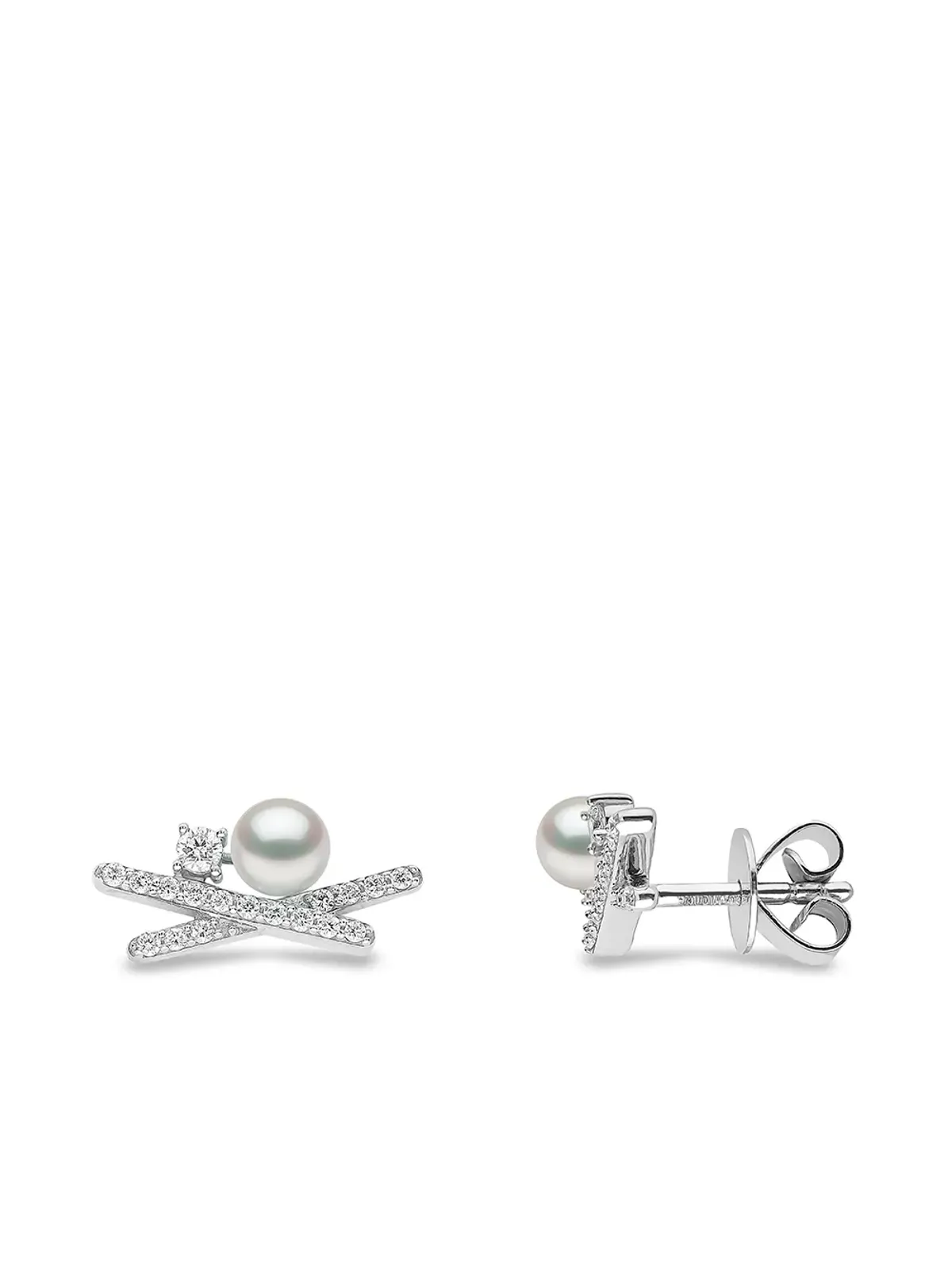 Yoko London 18Kホワイトゴールド アコヤ真珠 ダイヤモンド スタッドピアス - 画像3
