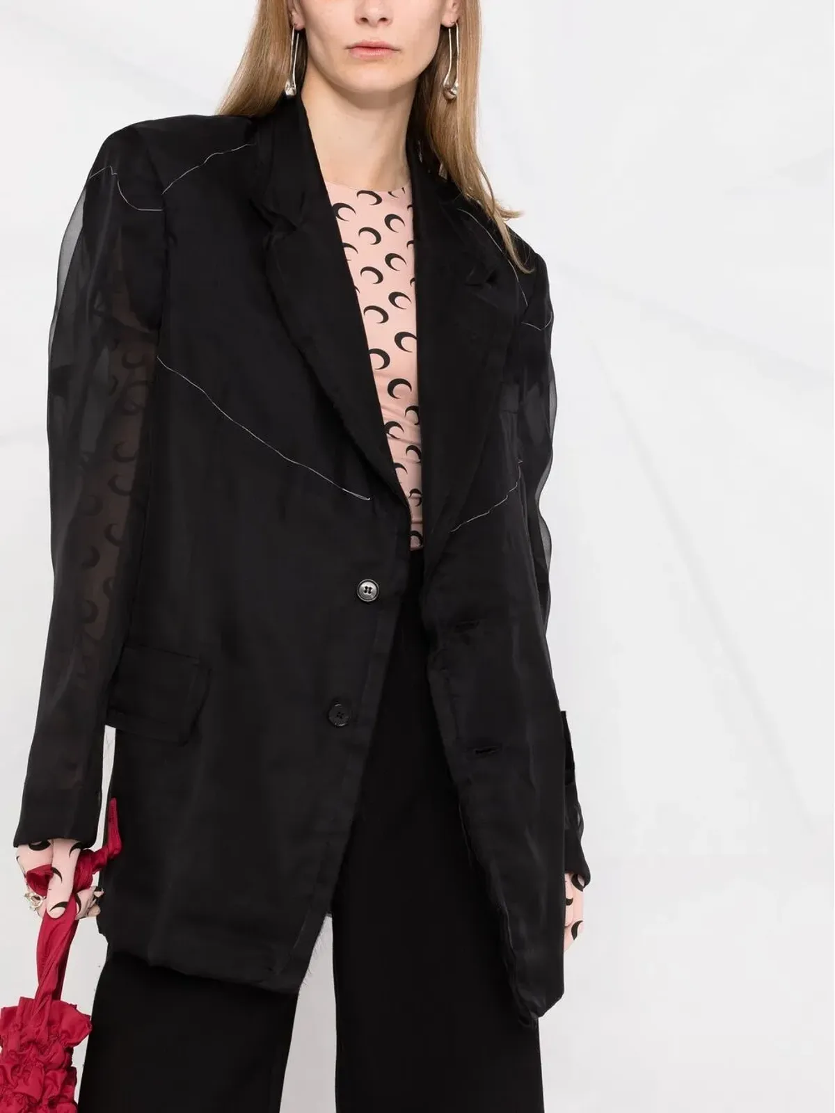 Maison Margiela シアーパネル・シングルブレストジャケット - ブラック - 画像5
