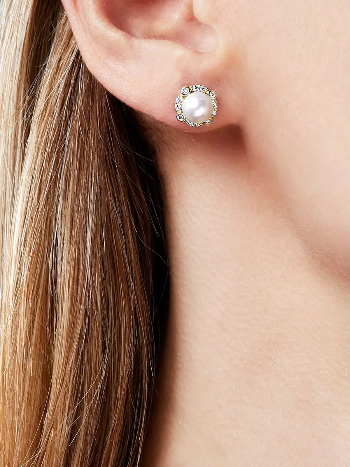 Yoko London 18K イエローゴールド 淡水パールとダイヤモンド スタッドピアス - 画像2