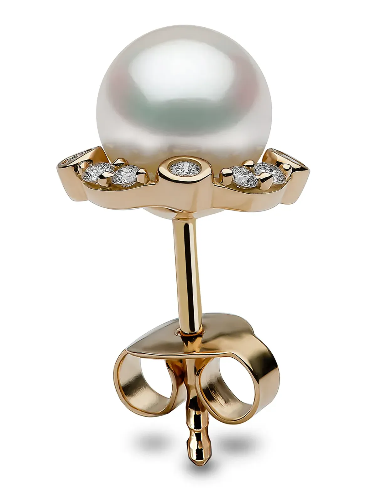 Yoko London 18K イエローゴールド 淡水パールとダイヤモンド スタッドピアス - 画像3