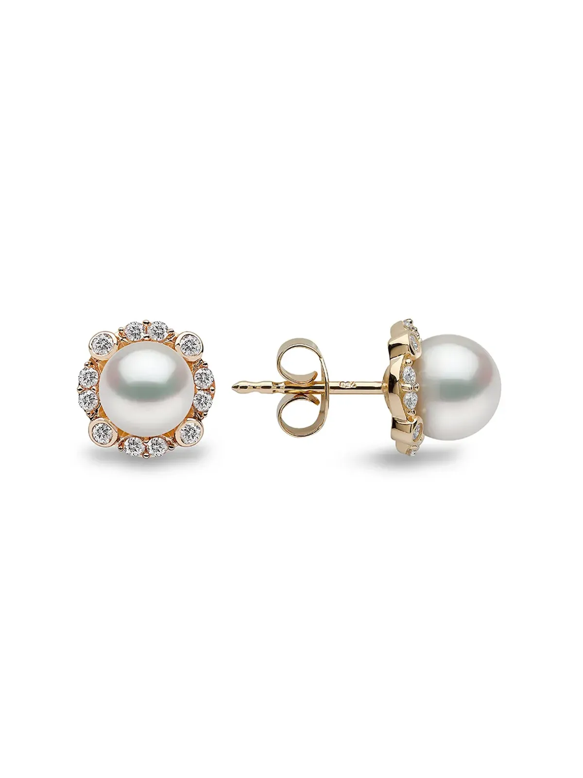 Yoko London 18K イエローゴールド 淡水パールとダイヤモンド スタッドピアス - 画像4