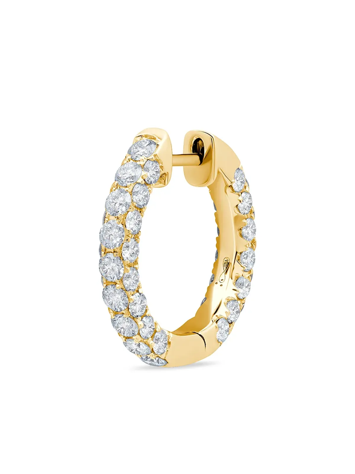 graziela 18K イエローゴールド ダイヤモンド 3面フープイヤリング - 画像2
