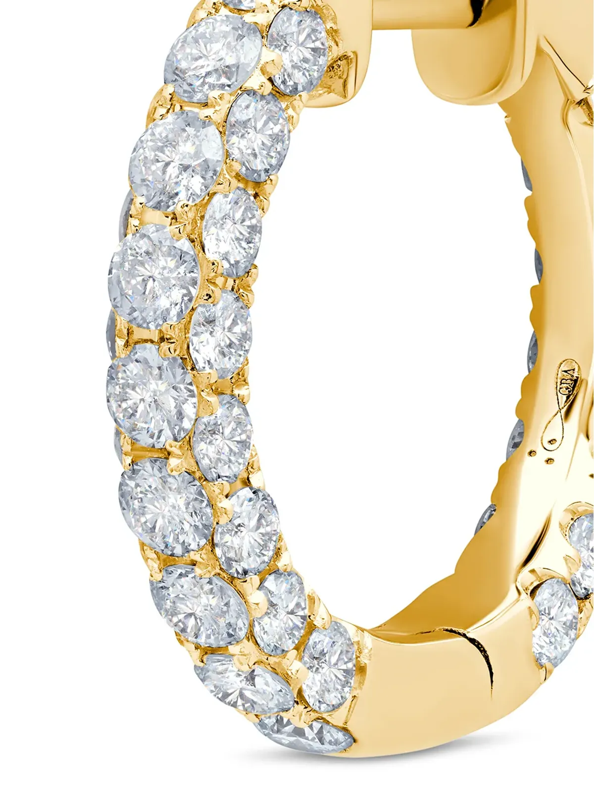 graziela 18K イエローゴールド ダイヤモンド 3面フープイヤリング - 画像3