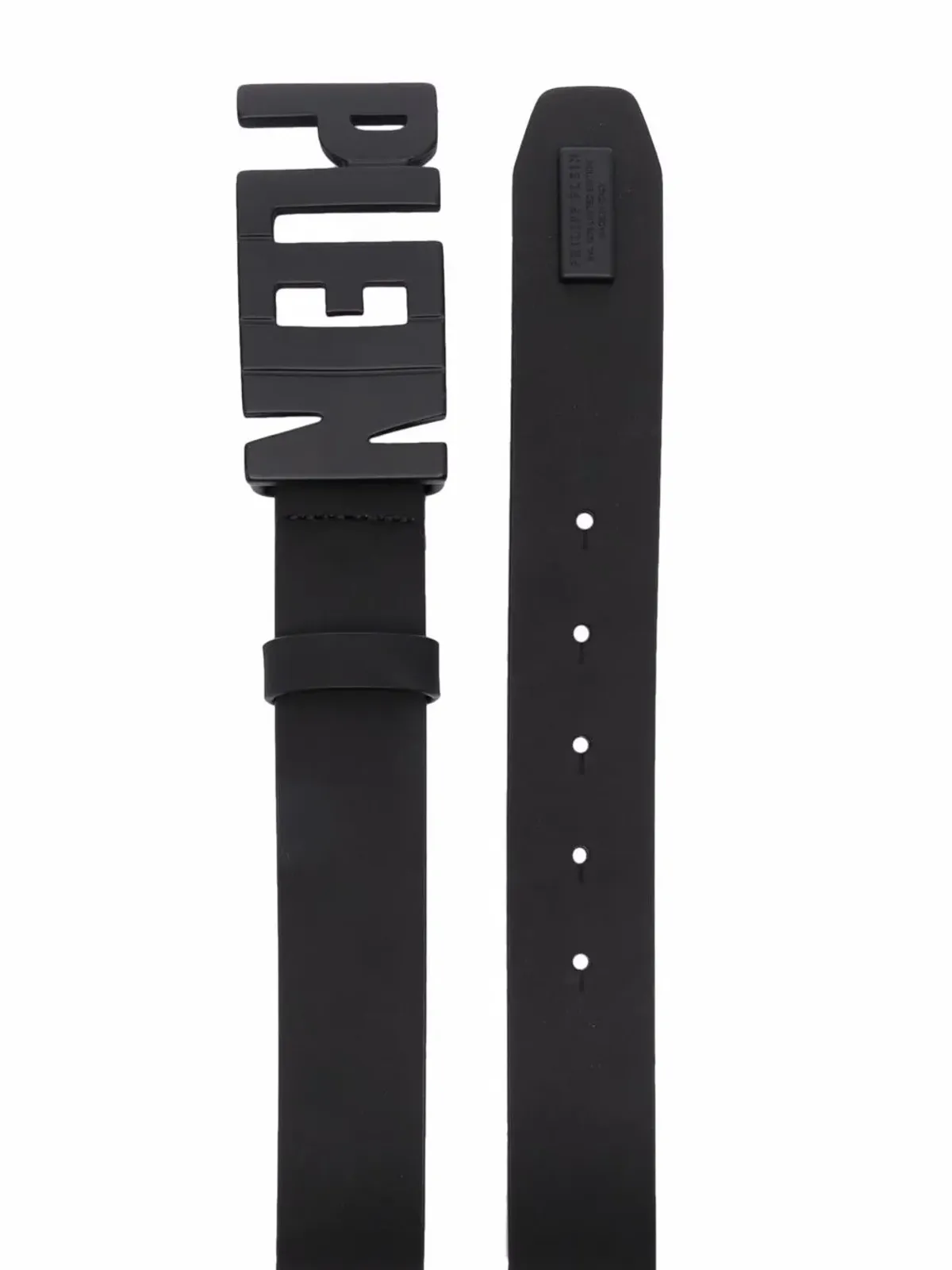 Philipp Plein Plein lettering logo leather belt - Black - 画像2