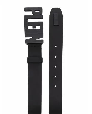 Philipp Plein Plein lettering logo leather belt - Black - サムネイル2