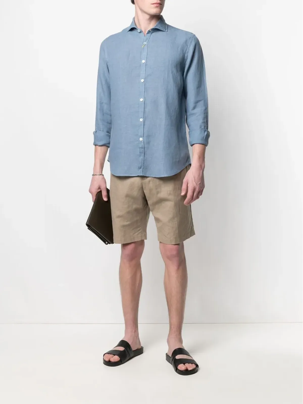 Canali スリムフィット リネンシャツ - 画像2